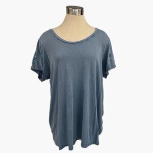 Lucky Brand 2X Blue Embroidered T-Shirt